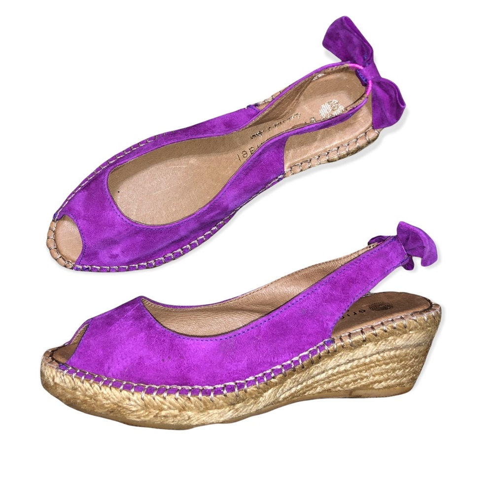 Eric Michael Purple Suede Espadrille Wedges